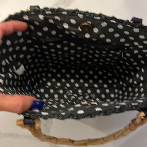 Straw & twisted cane handled petite hand bag - Picture 3 of 8